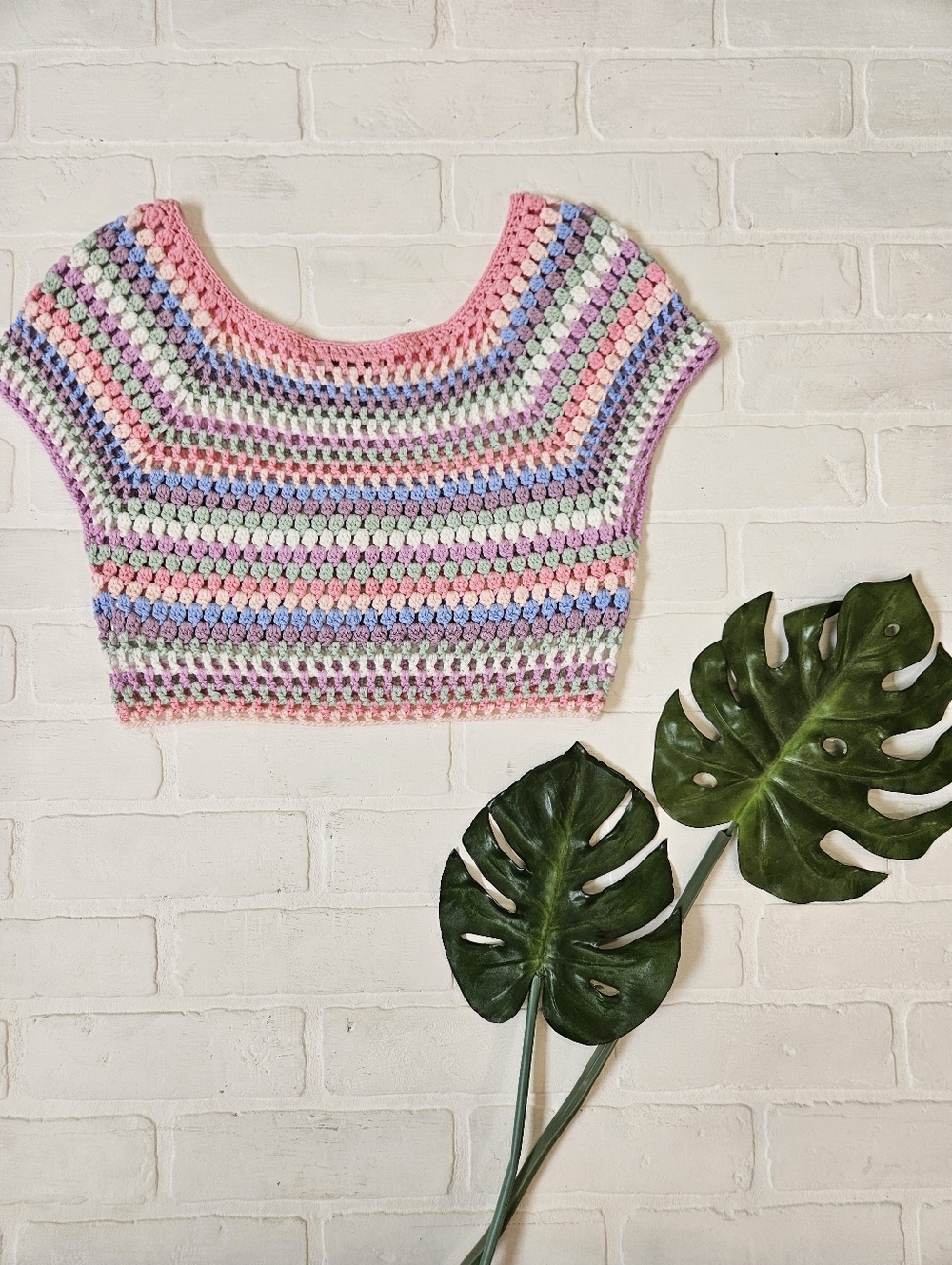 Pastel Crop Crochet Top